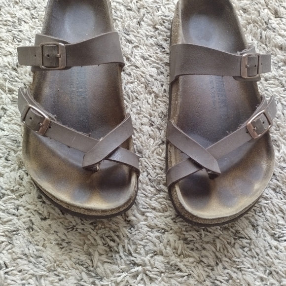 Birkenstock Mayari brown leather toe loop sandals sz 37/6,5 - Picture 2 of 8